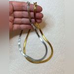 2 New 16” Gold and Silver Bronze Herringbone Necklaces Photo 1