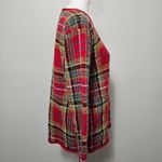 Liz Claiborne Vintage  Red & Green Plaid Wool Blend Vneck Sweater Size Medium Photo 1