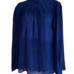 SoTeer Womens Royal Blue Pleated Long Sleeve Blouse Size L keyhole back career Size L Photo 0