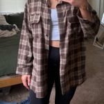 SheIn Plaid Brown Flannel Top Photo 0