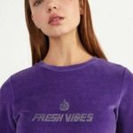 Bershka Women's Long Sleeves Fresh Vibes Purple Velvet Bodycon Dress Size XS Photo 3