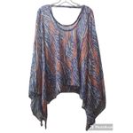 Karlie Sheer Kimono Top Open Front Cover Up Flowy Blue Orange Pattern Size‎ Free Photo 1