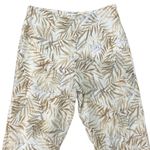 Allison Taylor  100% Linen High Rise Tan White Tropical Leaf Palm Capri Pants 6 Photo 6