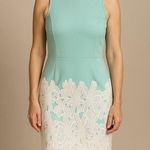 Daniel Cremieux •MARITZA DRESS•SZ Xs Teal SHEATH BAND WHITE FLOWERS•SPRING Photo 6