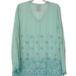 Johnny Was  Teal Floral & Geometric Embroidered Crochet Trim Cupro Tunic Size S Photo 1