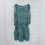Anthropologie Raga‎ Catalina Floral Surplice Beaded Romper deep v neck Teal Size small Photo 2