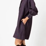 Ann Mashburn  Anaya Popover Dress in Brown Navy Gingham Linen Size Large Photo 0