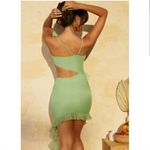 Oh Polly Ivelisse Ruffle Trim Asymmetric Dress in Green Photo 1