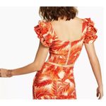 INC Womens Summer Palm Print Ruffled Crop Top With Back Zipper Size M Red Size M Photo 1