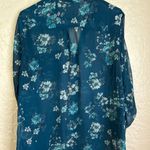 Kut From The Kloth Kut from the‎ Kloth Blue Sheer Mandarin Collar Blouse size Large Photo 1