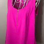 Trina Turk Hot Pink Gold Zip Top Banning Sz Small Keyhole Back Preppy Resortwear Photo 0