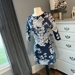 Boohoo  Dress Navy Blue White Floral Form Fitting Snug Womens 8 fits XXS XS Photo 2