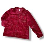 Chico's  Boho Velour Paisley Embroidered Beaded Sequin Trucker Jacket Red‎ 3 XL 16 Photo 13