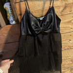 Victoria's Secret  Black Tiered Ruffle Gown Sexy Mini Sleep Sz M BabyDoll Chemise Photo 0