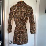 Vintage 70s Mini Shirt Dress. Size: Small. Black floral. Dagger collar. Photo 5