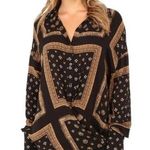 Free People | Small | Black Gold Little Secrets Button Down Wrap Top Photo 0