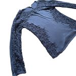 Sundance Lily's Paramour Navy Crochet Longsleeves Top Women’s Size Medium A7 Blue Photo 4