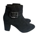 London Fog  Collection Black Water Resistant Ankle Booties Heeled Boots Buckle 8M Photo 0