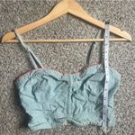 American Eagle  Outfitters Light Blue Denim Bustier Crop Top Summer Small Smocked Photo 5