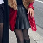 Nasty Gal Red Leather jacket With Fur Photo 1