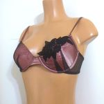 Frederick's of Hollywood NWOT Frederick’s of Hollywood Mauve & Black Satin Mesh Embroidered Push-Up Bra Photo 2
