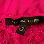 Cynthia Steffe  Ruched Cocktail Dress XS Pink Lace Yoke Button Keyhole Bubble Hem Photo 5