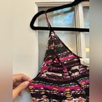 Rory Beca  Pink & Black 100% Silk Boho Southwestern Aztec Tie Blouse Top Size M Photo 1