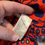 Crown & Ivy  MED red white cute blouse blue embroidered cherry scalloped bottom Photo 4