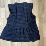 LOFT Women's Sleeveless Blue Striped Ruffle Tie Photo 8