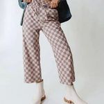 ALBION FIT Albion Audrey Wide Leg Pants Brown Checkers Womens Large High Waisted Relaxed Photo 0