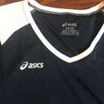 ASICS Women’s navy blue white  athletic v neck top Photo 1