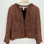Chico's  Tweed Blazer Women 2 Large Orange Metallic Wool Blend Suit Jacket Photo 0
