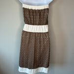 NWOT To The Max Womens Strapless Eyelet Midi Dress in Brown & Cream Size Medium Photo 2