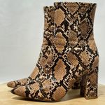 Jeffrey Campbell Siren Faux Snakeskin Pointed Toe Block Heel Boots - Size 6.5M Photo 2