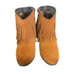 Taos Fringe Ankle Boots Womens 8 8.5 Brown Suede‎ Leather Western BOHO Festival Photo 5
