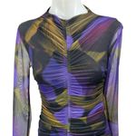 ZARA Multicolor Mesh Sheer Floral Ruched Long Sleeve Mini Bodycon Dress Size S Photo 11