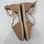 Eileen Fisher Lace Up Espadrille Sandals SZ 6.5 Leather Jute Strappy Flats Honey Photo 3