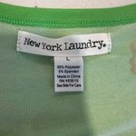 New York Laundry  L Bright Green Floral Braided Sleeve Lightweight Loose Fit Top. Photo 5