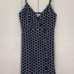 Waverly Grey Button Down Eyelet Circle Pattern Mini Dress Adjustable Spaghetti S Blue Photo 0