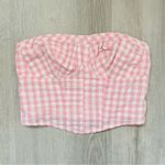 Free People Leilani Cotton Gingham Tube Top Pink/White Sz Medium Photo 0