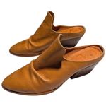Anthropologie A / Amstur Cognac Brown Leather Scrunch Block Heel Mules 36 5.5 Photo 0