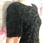 vintage black silk sequins short sleeve cocktail party sheath dress Size 4 Photo 2