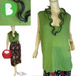 RED WOMAN GREEN SLEEVELESS SWEATER KNIT TUNIC W/FAUX LEATHER TRIM (18/20) Photo 2