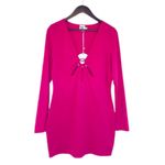 Princess Polly New Hot Pink Low Cut Long Sleeve Bodycon Mini Dress Sexy Size 12 Photo 2