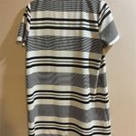 EXPRESS Striped Lace-Up V-Neck Dress Black Off-White Knee Length Women's M Photo 1