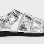 ZARA NWOT  Metallic Silver Fishermen Sandals Photo 1