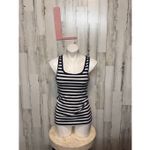 Old Navy Perfect Tank Top | Navy & White Striped Stretch Ribbed Tank – Size Larg Photo 1