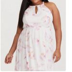 Torrid White Pink Palm Leaf Chiffon Sleeveless Keyhole Cutout Maxi Dress 2X Photo 1