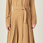 English Factory  Pleated Collared Midi Dress in‎ Camel - Size M Photo 0