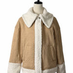 CAbi McQueen Jacket Faux Shearling Trim Soft Knit 3908 Tan Women’s Size Medium Photo 0